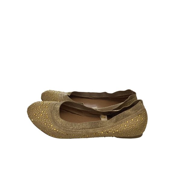 Mossimo women's Size 6.5 Gold Rhinestone Ballet Flats shoes - Picture 3 of 9